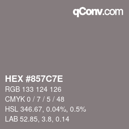 Color code: HEX #857C7E | qconv.com