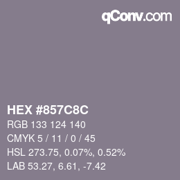 Color code: HEX #857C8C | qconv.com