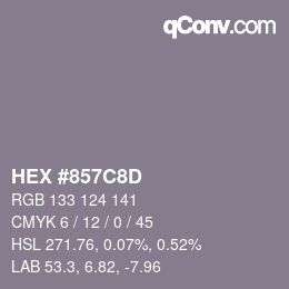 Color code: HEX #857C8D | qconv.com