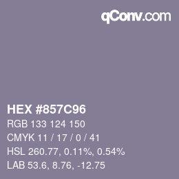 カラーコード: HEX #857C96 | qconv.com
