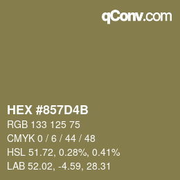 Color code: HEX #857D4B | qconv.com