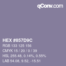 Color code: HEX #857D9C | qconv.com