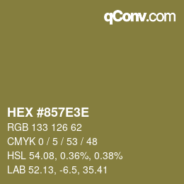 Color code: HEX #857E3E | qconv.com