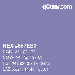 Color code: HEX #857EB3 | qconv.com