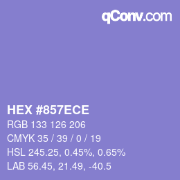 Color code: HEX #857ECE | qconv.com
