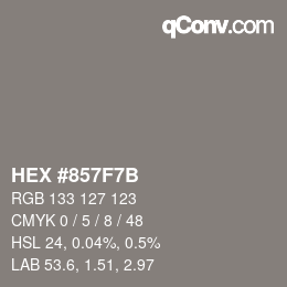 Farbcode: HEX #857F7B | qconv.com