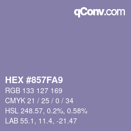 カラーコード: HEX #857FA9 | qconv.com