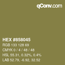 Color code: HEX #858045 | qconv.com