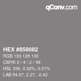 颜色代码: HEX #858082 | qconv.com