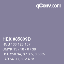 Farbcode: HEX #85809D | qconv.com