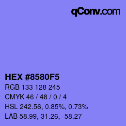 颜色代码: HEX #8580F5 | qconv.com