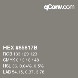 カラーコード: HEX #85817B | qconv.com