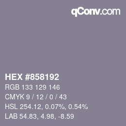 颜色代码: HEX #858192 | qconv.com