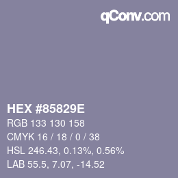 Farbcode: HEX #85829E | qconv.com