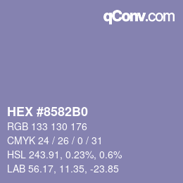 颜色代码: HEX #8582B0 | qconv.com