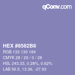 Código de color: HEX #8582B8 | qconv.com