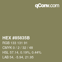 Color code: HEX #85835B | qconv.com