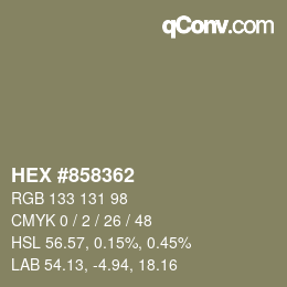 Color code: HEX #858362 | qconv.com