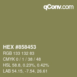 Color code: HEX #858453 | qconv.com