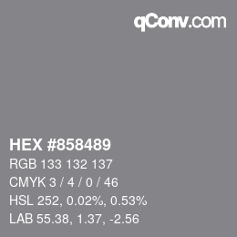 カラーコード: HEX #858489 | qconv.com