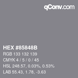 Color code: HEX #85848B | qconv.com