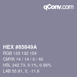 カラーコード: HEX #85849A | qconv.com