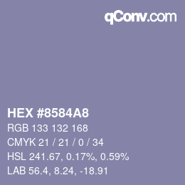 Code couleur: HEX #8584A8 | qconv.com