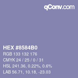 Color code: HEX #8584B0 | qconv.com