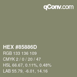 颜色代码: HEX #85886D | qconv.com