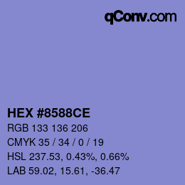カラーコード: HEX #8588CE | qconv.com