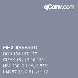 Color code: HEX #85899D | qconv.com