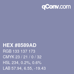 Color code: HEX #8589AD | qconv.com