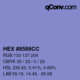 カラーコード: HEX #8589CC | qconv.com