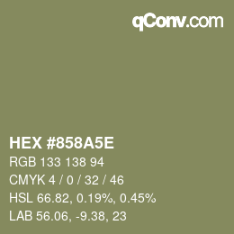 Color code: HEX #858A5E | qconv.com