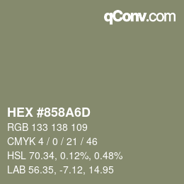 カラーコード: HEX #858A6D | qconv.com