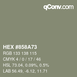 Color code: HEX #858A73 | qconv.com