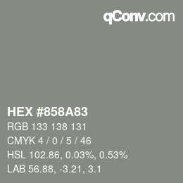 カラーコード: HEX #858A83 | qconv.com