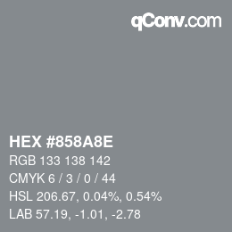 Color code: HEX #858A8E | qconv.com