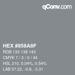 Color code: HEX #858A8F | qconv.com