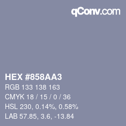 颜色代码: HEX #858AA3 | qconv.com