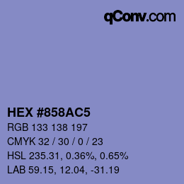 カラーコード: HEX #858AC5 | qconv.com