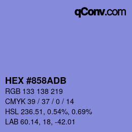 颜色代码: HEX #858ADB | qconv.com