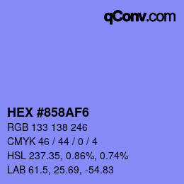 Color code: HEX #858AF6 | qconv.com