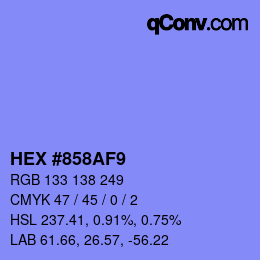 カラーコード: HEX #858AF9 | qconv.com