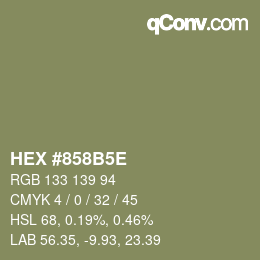 Code couleur: HEX #858B5E | qconv.com