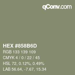 Color code: HEX #858B6D | qconv.com