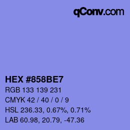 カラーコード: HEX #858BE7 | qconv.com