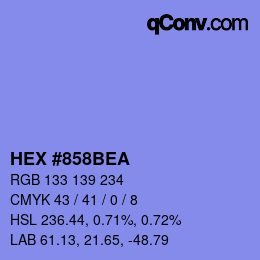 カラーコード: HEX #858BEA | qconv.com