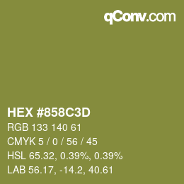 Color code: HEX #858C3D | qconv.com