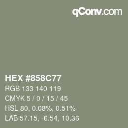 颜色代码: HEX #858C77 | qconv.com